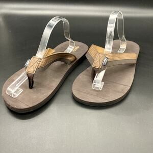 Air Balance Brown Vegan Leather Flip-Flop Sandals, Men's Size 12/EUR 45